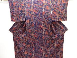 縮緬地唐花模様小紋着物